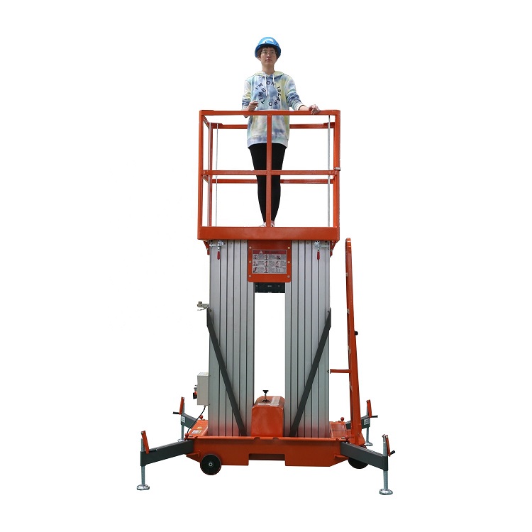 14m Portable Vertical Hydraulic Ladder Double Mast Electric Man Aluminum Alloy Lift Platform