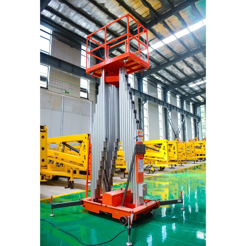 18m Mobile Hydraulic Electrical Four Mast Lift Platform Aluminum Alloy Man  Aerial Work Lifter