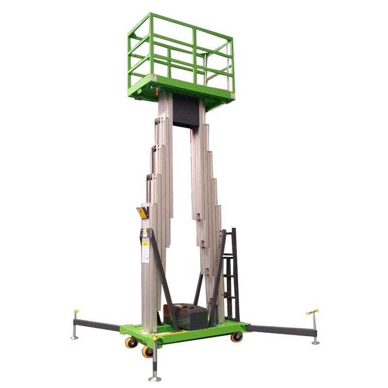 Factory Mobile Hydraulic Double Mast Aluminium Alloy Lift Table Aerial Work Platform