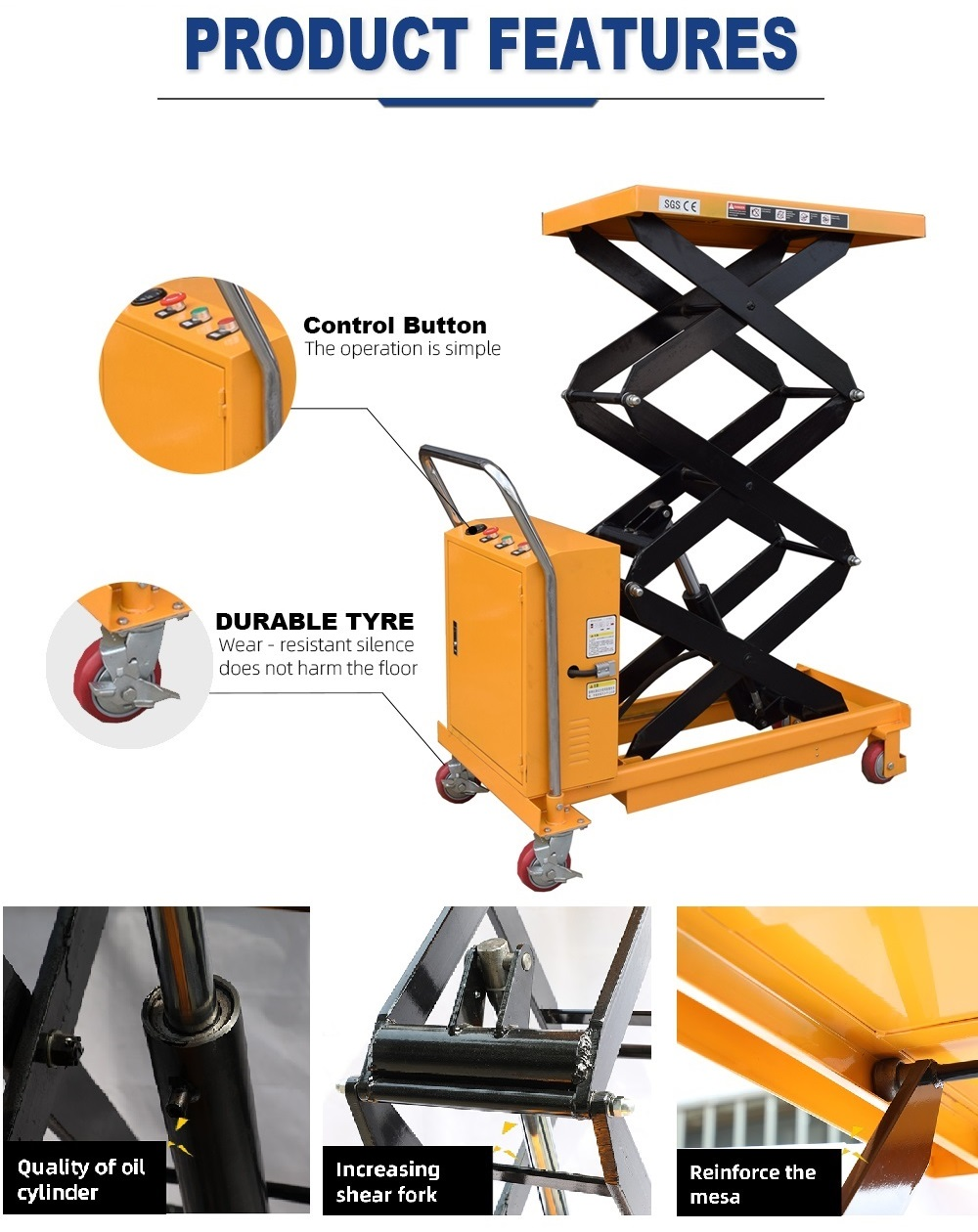 500kg Lift Table Trolley Electric Lift Table Battery Electric Scissor