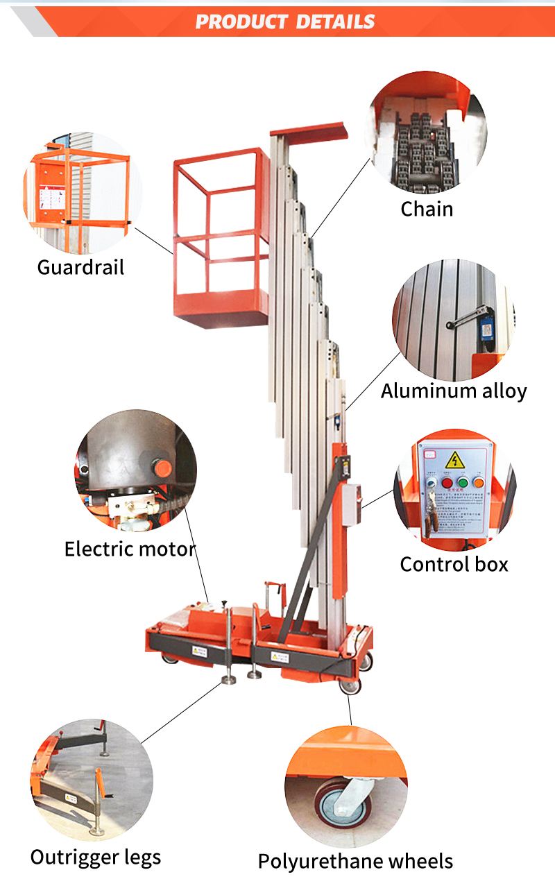 Push around vertical mast lift 21 ft.-25 ft - Tuhe lift