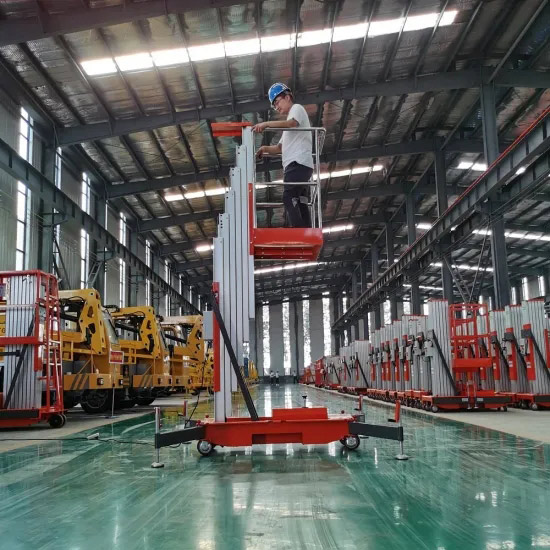 Mobile vertical hydraulic aluminum alloy lift single mast aerial work platform